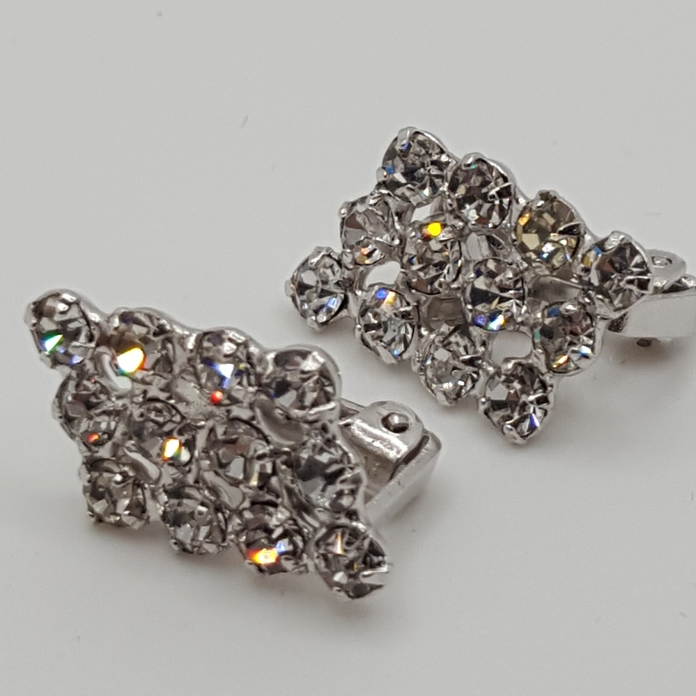 B David, Crystal Vintage Clip Earrings.